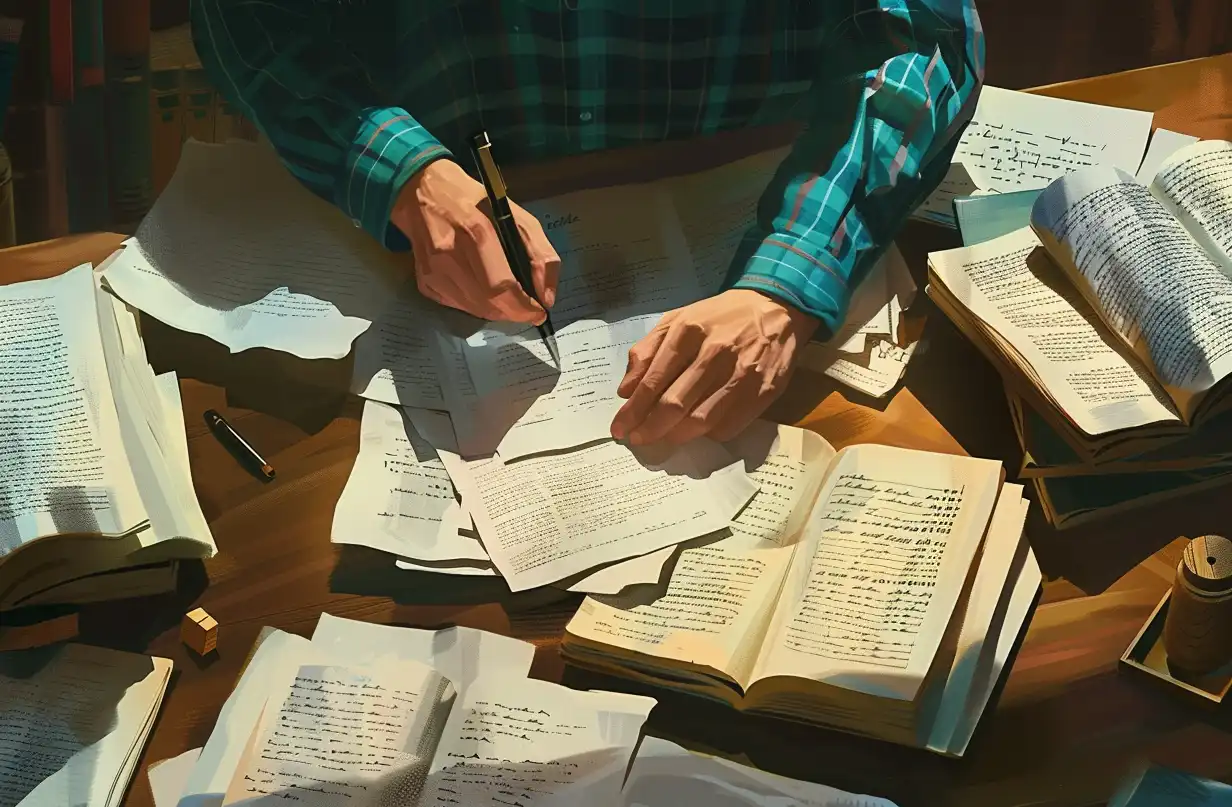 Писатель пишет новую книгу
