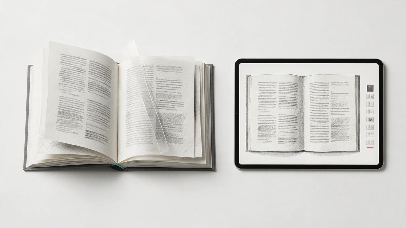 Страница книги и лист файла